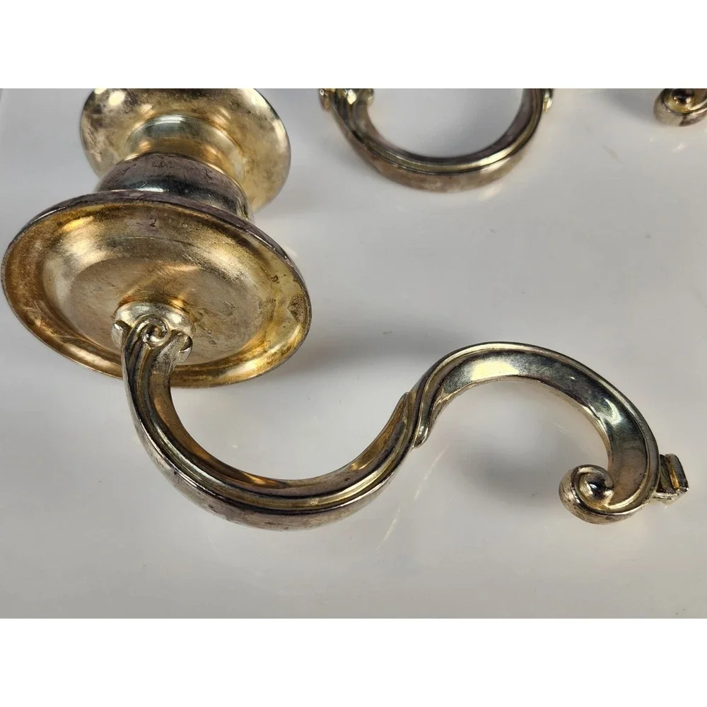 Lot of 2 Vintage Silver Plated Candelabra Replacement Arms 1-Candle Cup